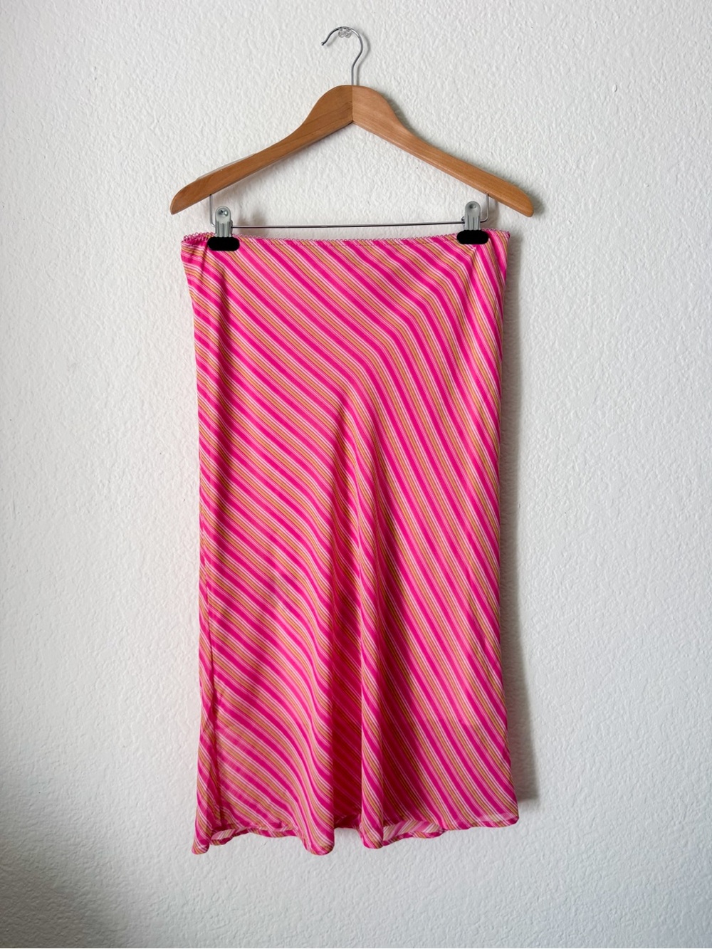 Vintage Y2K Pink Striped Midi Skirt
